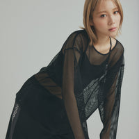Long-Sleeve Mesh Top