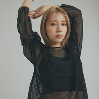 Long-Sleeve Mesh Top