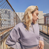Half Zip Mesh Hem Top