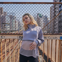 Half Zip Mesh Hem Top