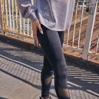 Half Zip Mesh Hem Top