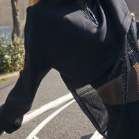 Half Zip Mesh Hem Top