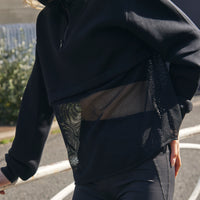 Half Zip Mesh Hem Top