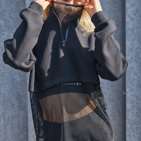 Half Zip Mesh Hem Top