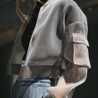 Cropped Mesh Blouson