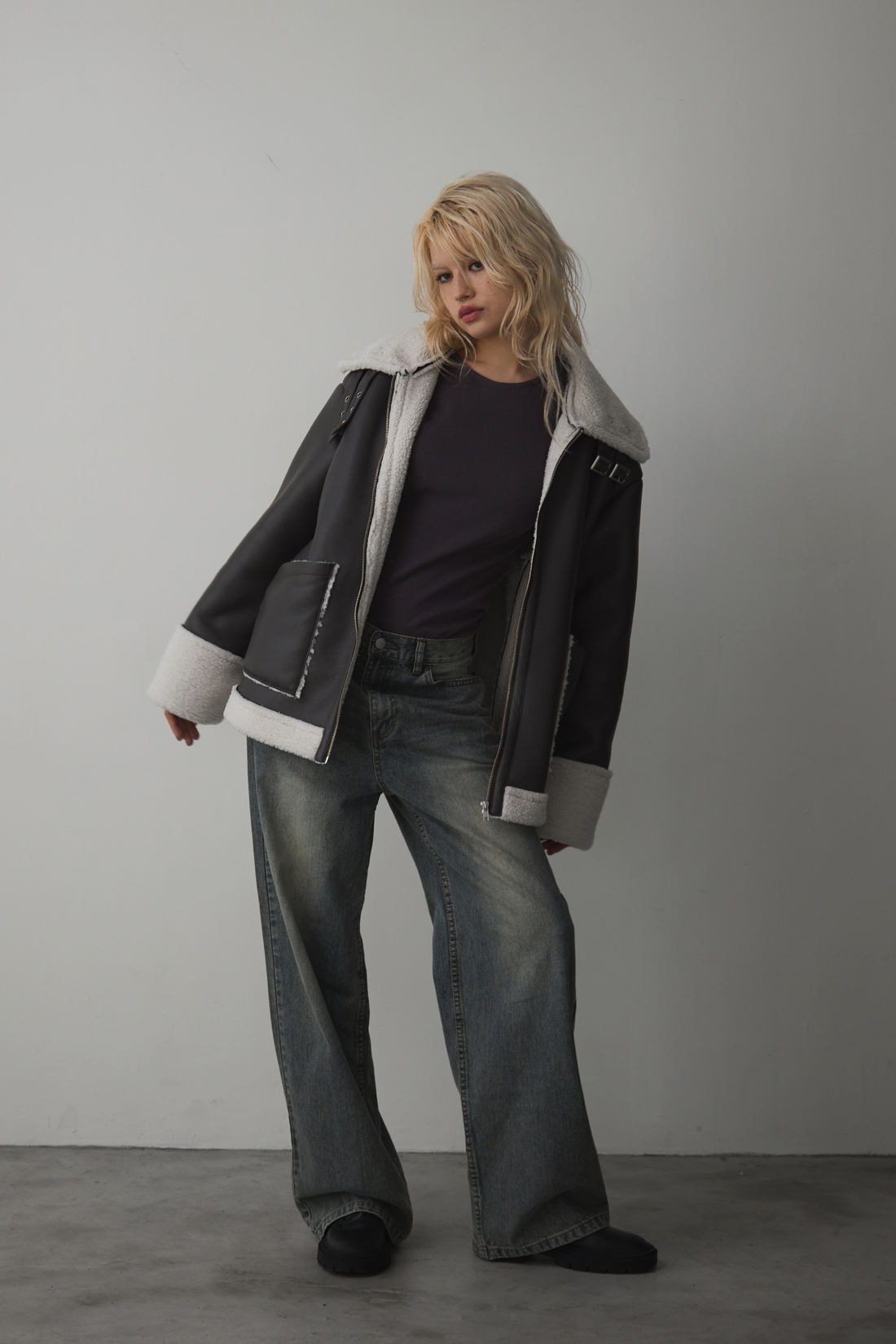 【極美品】CALEE Fake mouton coat SIZE:L 定価3.8 極美品】CALEE Fake mouton coat SIZE:L 定価3.8 Fake mouton