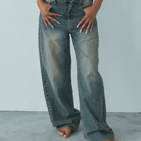 Wide denim pants