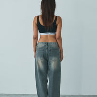 Wide denim pants