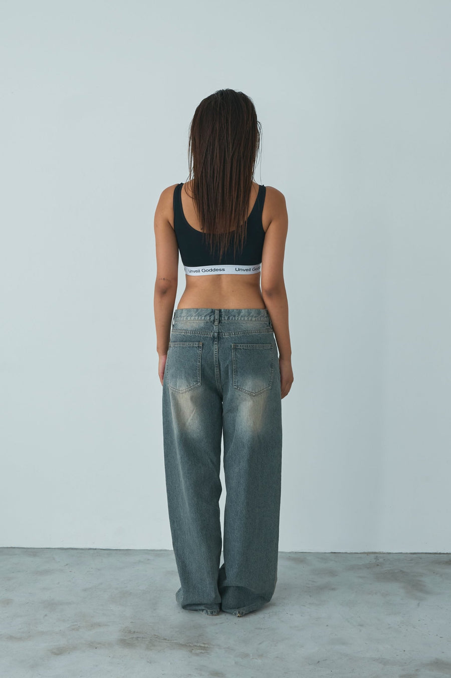 Wide denim pants