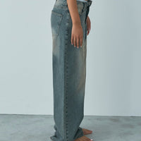 Wide denim pants