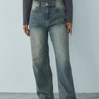 Wide denim pants