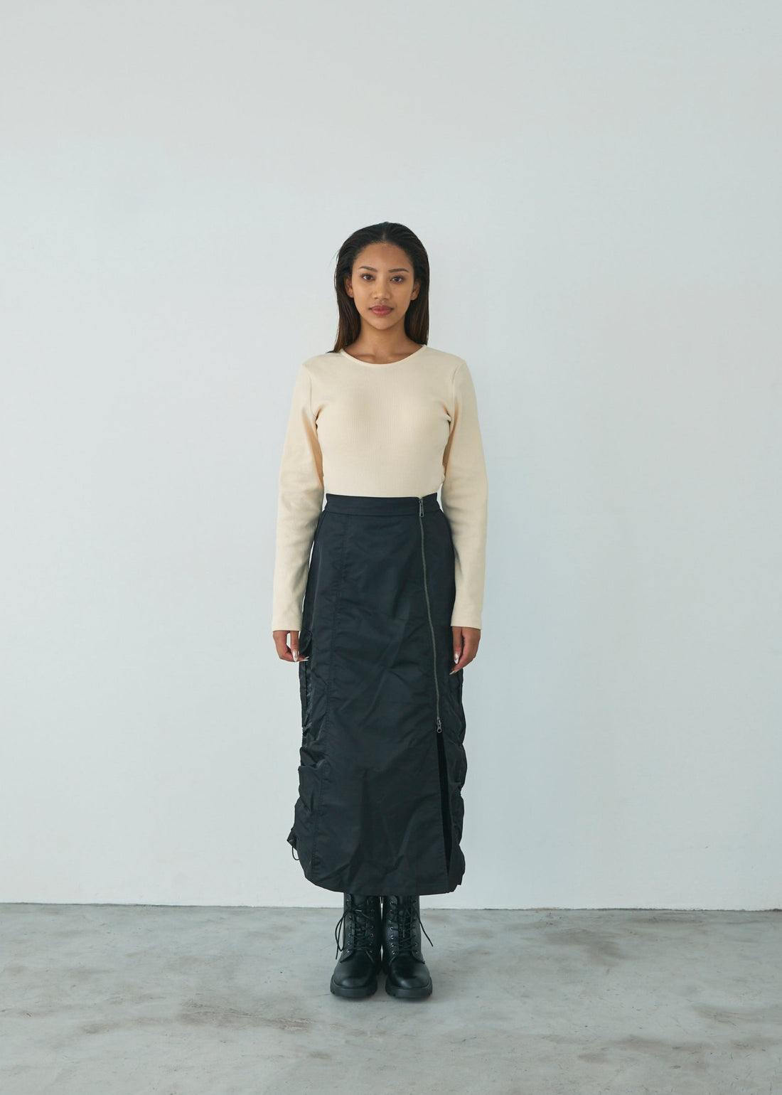 Nylon cargo skirt