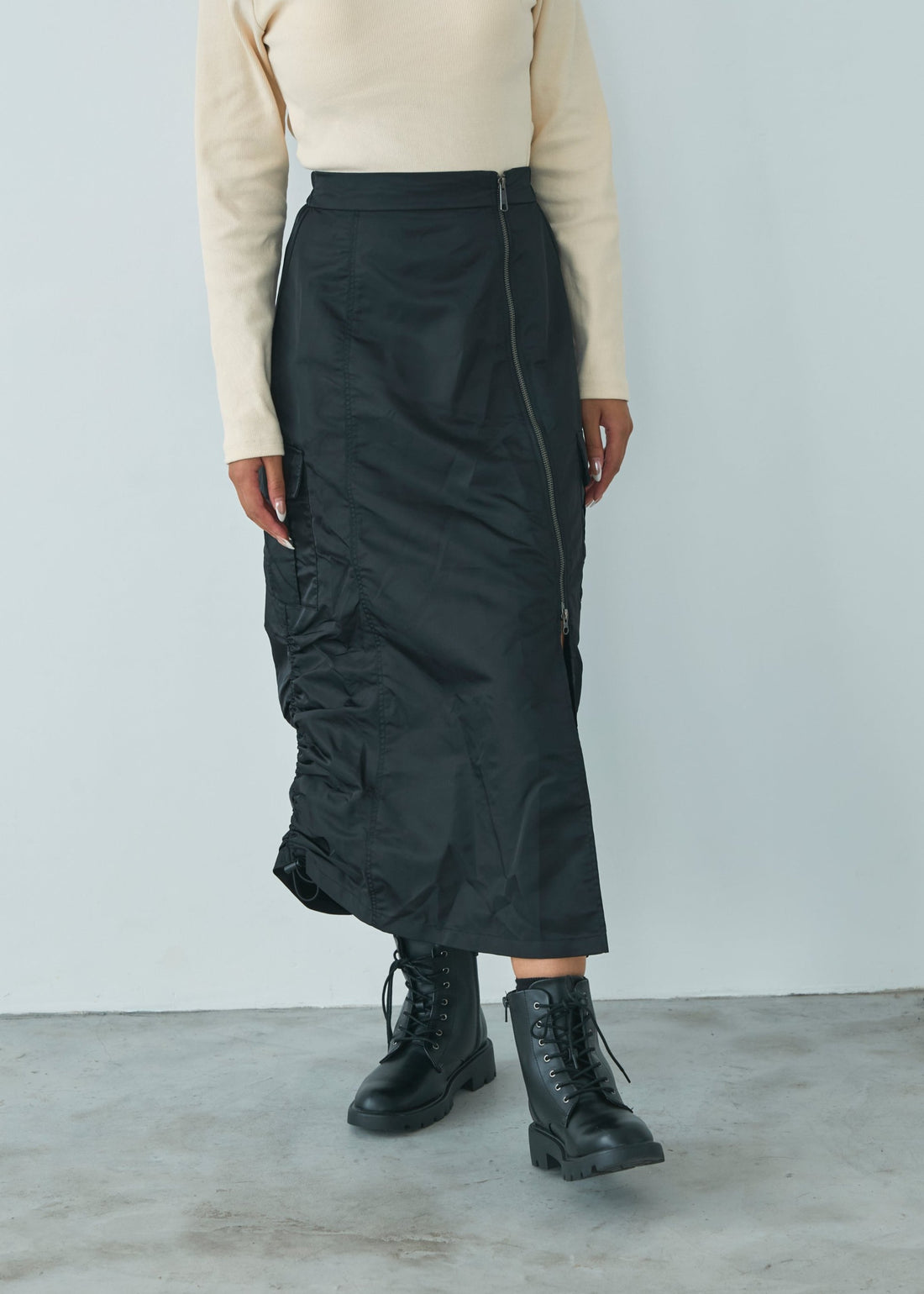 Nylon cargo skirt