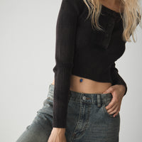 Henry neck cropped knit