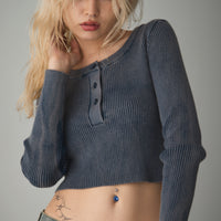 Henry neck cropped knit