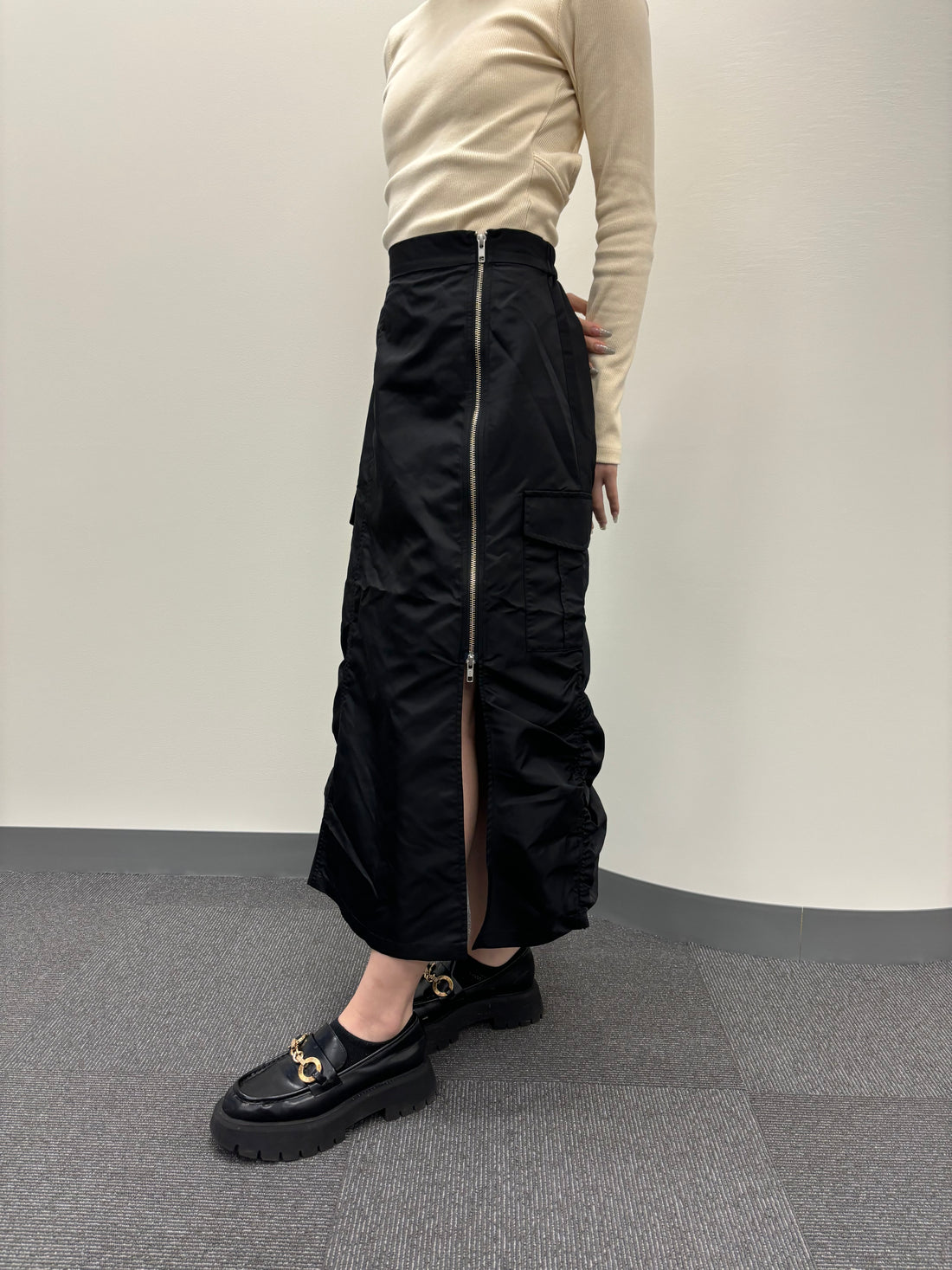 Nylon cargo skirt