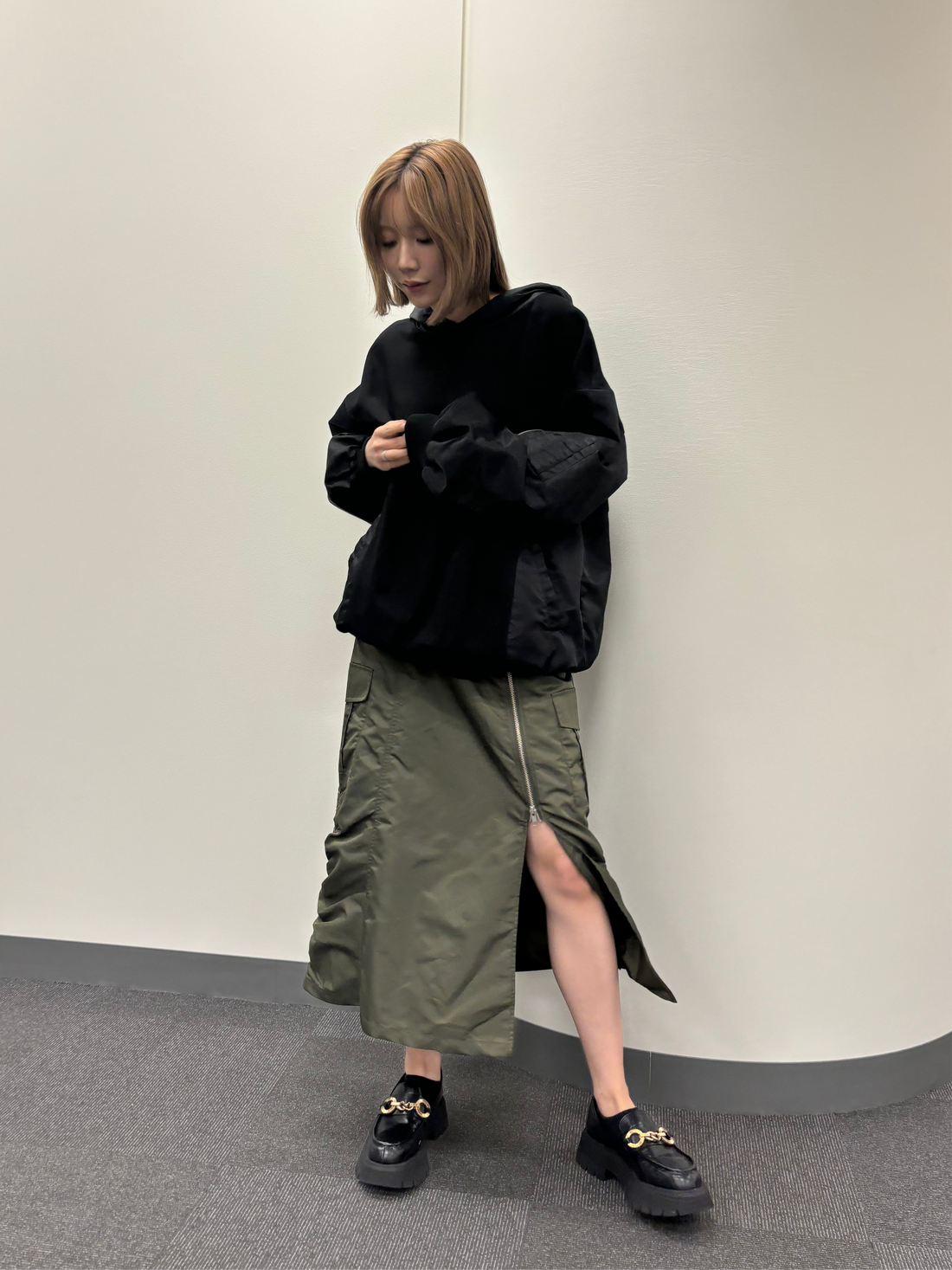 Nylon cargo skirt